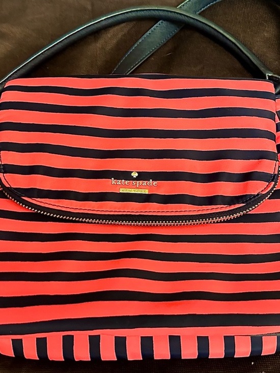 kate spade Handbags - Kate Spade New York Striped Nylon Crossbody Satchel Pink Black Convertible
